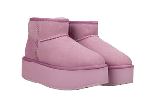 Śniegowce Emu Stinger Micro Flatform Mauve Mist 119198, Fioletowy, Skóra naturalna