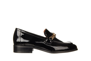 Mokasyny Bayla-157 4185 090-P Czarny Lakier 157030, Skóra naturalna