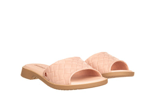 Klapki Azaleia Simone Comfy Flat Rast Nude Beige 198018, Róż/Beż, Tworzywo