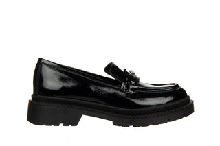 Mokasyny Bayla-159 4898 090-P Czarny Naplak 159163, Skóra lakierowana