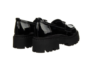 Mokasyny Bayla-159 4897 090-P Czarny Naplak 159162, Skóra lakierowana