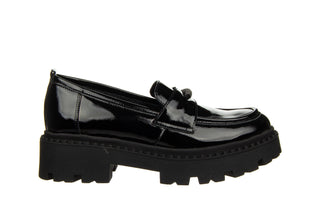 Mokasyny Bayla-159 4897 090-P Czarny Naplak 159162, Skóra lakierowana