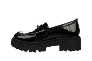 Mokasyny Bayla-159 4897 090-P Czarny Naplak 159162, Skóra lakierowana