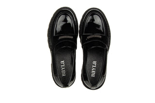 Mokasyny Bayla-159 4897 090-P Czarny Naplak 159162, Skóra lakierowana