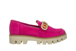 Mokasyny Bayla-159 4806 152-P Fuksja Welur 159122, Skóra naturalna