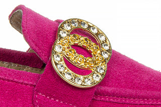 Mokasyny Bayla-159 4806 152-P Fuksja Welur 159122, Skóra naturalna