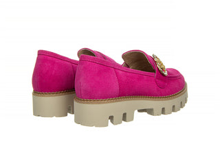 Mokasyny Bayla-159 4806 152-P Fuksja Welur 159122, Skóra naturalna