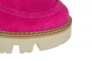 Mokasyny Bayla-159 4806 152-P Fuksja Welur 159122, Skóra naturalna