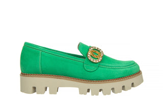 Mokasyny Bayla-159 4806 066-P Seledyn Welur 159123, Skóra naturalna