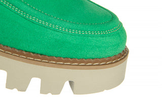 Mokasyny Bayla-159 4806 066-P Seledyn Welur 159123, Skóra naturalna