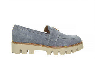 Mokasyny Bayla-159 4535 058-P Niebieski Welur 159115, Skóra naturalna