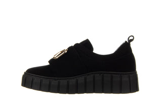 Półbuty Bayla-159 4188 003-P Czarny Welur 159057, Skóra naturalna