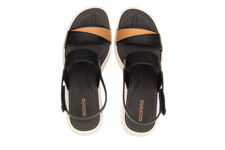 Sandały Azaleia Cris Soft Light Sand Black 198006, Czarny, Tworzywo