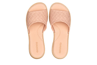 Klapki Azaleia Simone Comfy Flat Rast Nude Beige 198018, Róż/Beż, Tworzywo