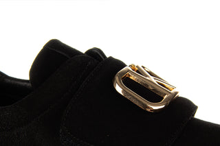 Półbuty Bayla-159 4188 003-P Czarny Welur 159057, Skóra naturalna