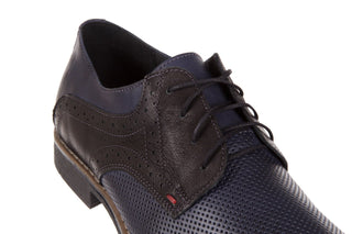 Półbuty Bayla-051 166L Bufallo Niebieski Fl. Czarny, Skóra naturalna