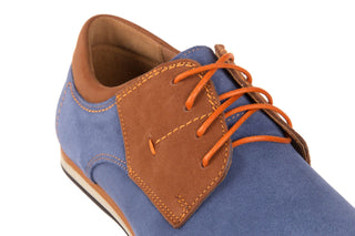 Półbuty Bayla-051 206 Ming Samuel Buk, Niebieski/ Brąz, Skóra naturalna