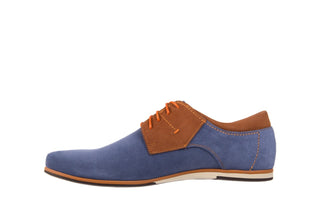 Półbuty Bayla-051 206 Ming Samuel Buk, Niebieski/ Brąz, Skóra naturalna