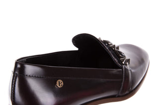 Półbuty Bayla-156 3313 Bordowo-Czarne, Skóra naturalna