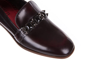 Półbuty Bayla-156 3313 Bordowo-Czarne, Skóra naturalna