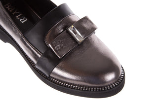 Półbuty Bayla-179 500 Srebrne Półbuty, Skóra naturalna