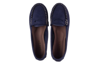 Mokasyny Bayla-161 093 388 6004 Granatowy, Skóra naturalna