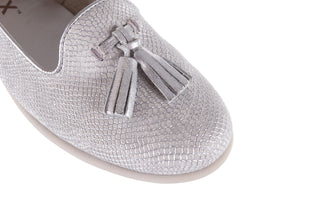 Mokasyny The Flexx MISS TAKE White-Silver, Biały/Srebrny, Skóra naturalna