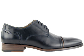 Półbuty Valuni 8677 Blue/Tan, Granat, Skóra naturalna