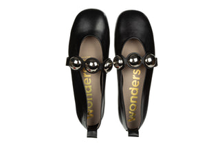 Baleriny Wonders A-4704 Negro 138057, Czarny, Skóra