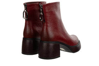Botki DA Premium Collection CR62-3202 Red 216008, Bordowy, Skóra naturalna