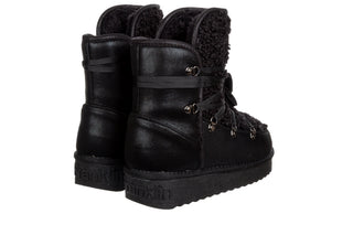 Śniegowce D Franklin Boots Nordic Fur Black, Czarny, Materiał