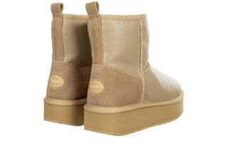 Śniegowce Emu Stinger Mini Flatform Leather Sand 119202, Beżowy, Skóra naturalna