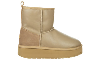 Śniegowce Emu Stinger Mini Flatform Leather Sand 119202, Beżowy, Skóra naturalna