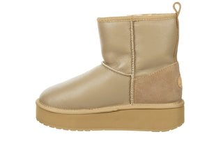 Śniegowce Emu Stinger Mini Flatform Leather Sand 119202, Beżowy, Skóra naturalna