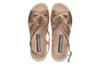 Sandały Wonders C-6550 Rame 138062, Różowe złoto, Skóra naturalna