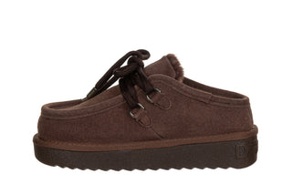 Klapki ocieplane D Franklin Nordic Clog Choco 206022, Brązowy, Skóra naturalna