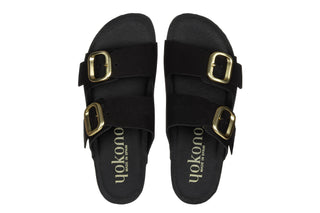 Klapki Yokono Jerba-700 Nobuck Negro 208017, Czarny, Skóra naturalna