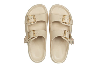 Klapki D Franklin Vibe Foam 2 Buckles Cristal Cream 206018, Beżowy, Tworzywo