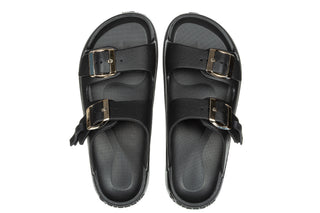 Klapki D Franklin Vibe Foam 2 Buckles Black Platinum 206021, Czarny, Tworzywo