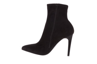 Botki Bayla-056 9068-730 Czarne Botki Zamsz Stretch, Materiał