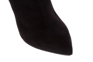 Botki Bayla-056 9068-730 Czarne Botki Zamsz Stretch, Materiał