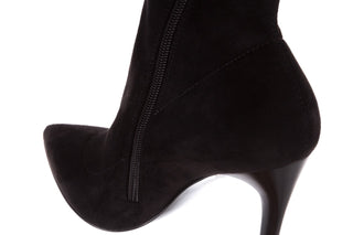 Botki Bayla-056 9068-730 Czarne Botki Zamsz Stretch, Materiał