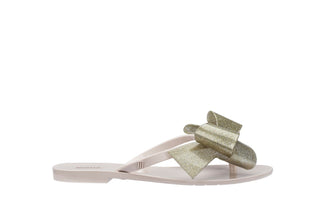 Klapki Melissa Harmonic Bow III AD Beige Glitter, Beż, Guma