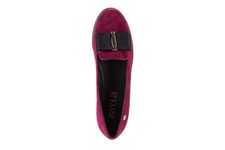 Mokasyny Bayla-018 1063-X90 Burgundy Kid Suede, Bordo, Skóra naturalna