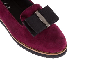 Mokasyny Bayla-018 1063-X90 Burgundy Kid Suede, Bordo, Skóra naturalna