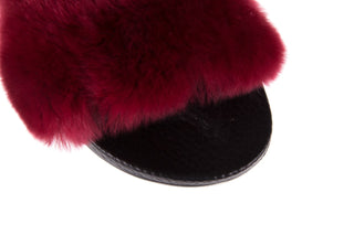 Klapki Bayla-112 0479-17194 Burgundy Furry, Bordo/Czarny, Skóra naturalna