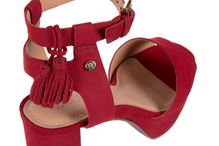 Sandały Bayla-067 129006 Nobuck Red Velvet, Czerwony, Skóra naturalna