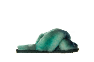 Kapcie Emu Mayberry Tie Dye Green Sea 119138, Zielony, Futro naturalne