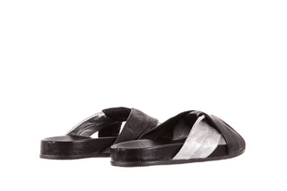 Klapki Bayla-163 17-187 Black Silver, Czarny/Srebrny, Skóra naturalna