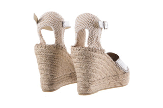 Espadryle Bayla-115 D402500 Laminado Plata, Srebrny, Skóra naturalna,